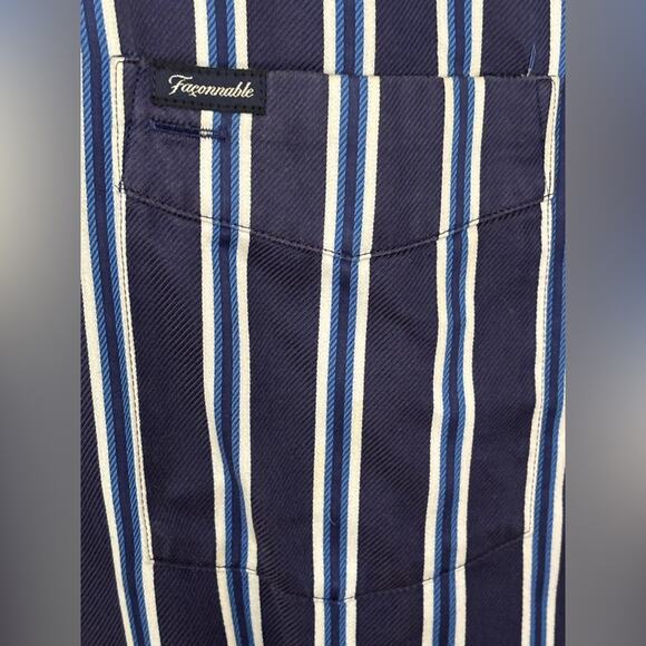 Vintage Faconnable Men's Blue and White Button Down Striped Shirt XL Hong Kong - Picture 4 of 5
